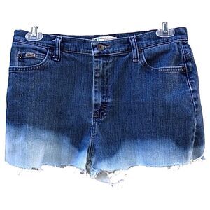LEE Ombre’ Jean Shorts Denim Raw Hem Festival Beach Weekend Size 12